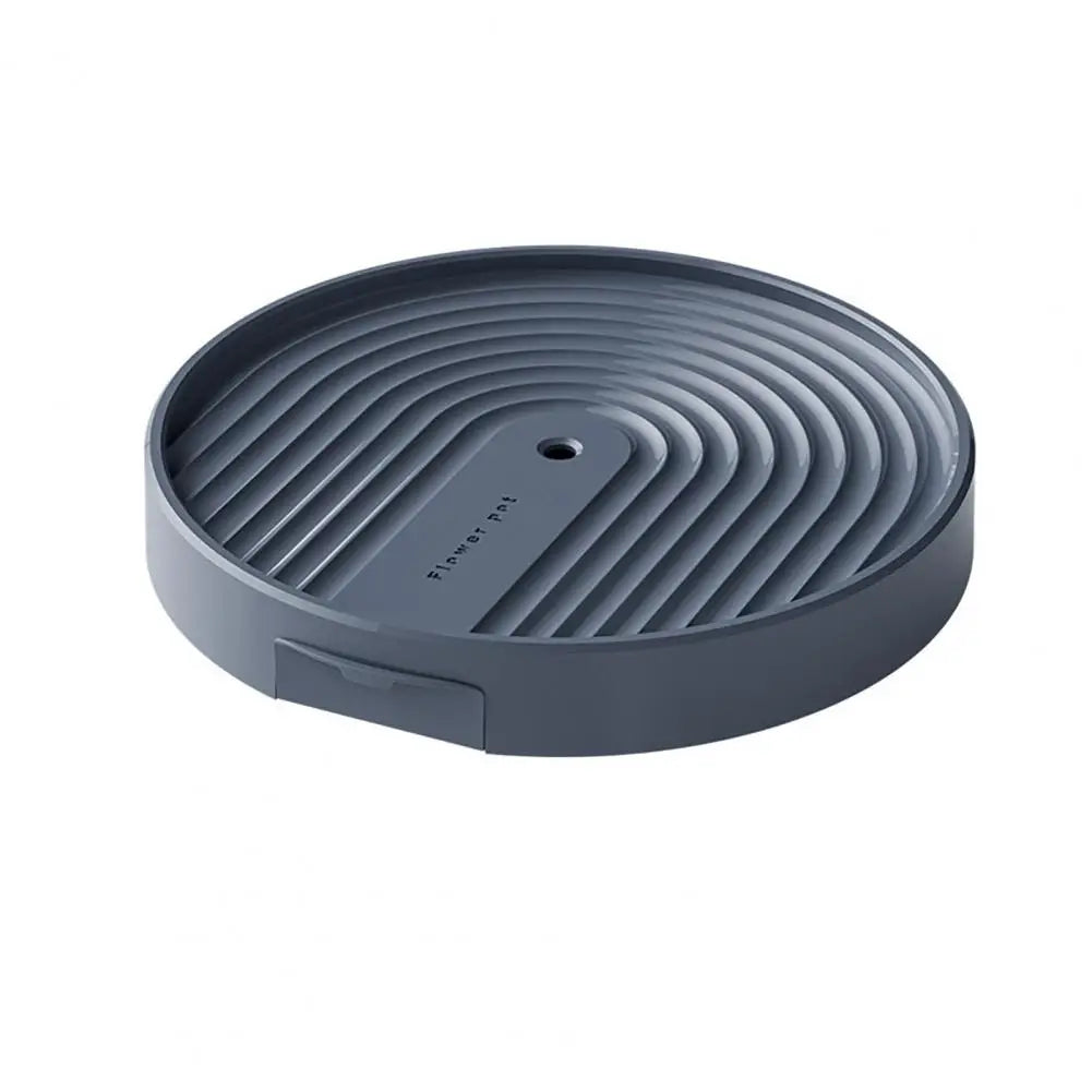 support plante roulettes collecte eau moderne gris clair rayures concentriquesversibleintérieur