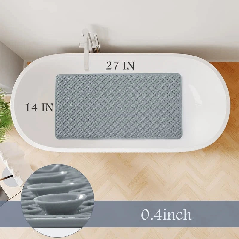 tapis bain tressé gris clair antidérapant ventouses lavable machine moderne minimaliste