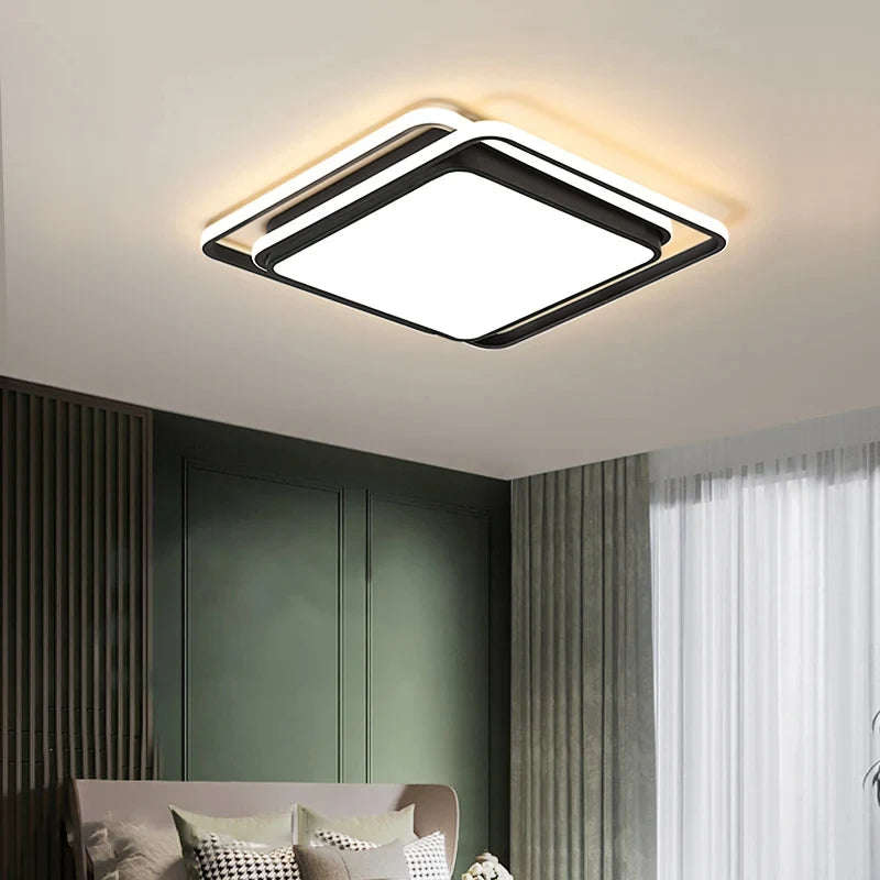 plafonniers led modernes carrés ronds blancs noirs dorés minimalistes cuisine salon chambre