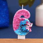 bougies numériques anniversaire glitter personnages animés rose bleu blanc decorative cartoon