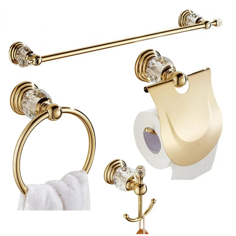 accessoires salle bain or strass classique porte serviettes porte papier toilette