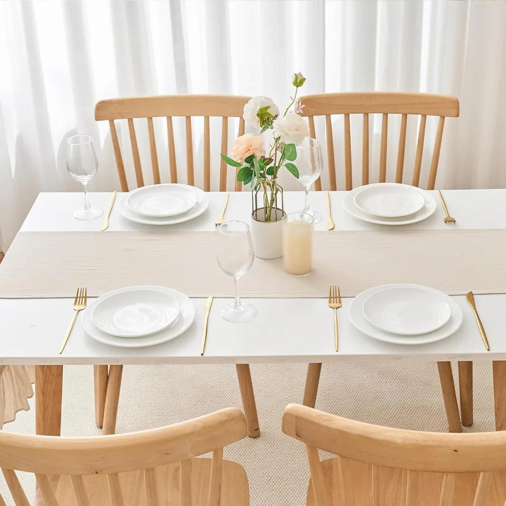 table cuisine chemin table rustique vintage beige clair coton polyester lavable réutilisable pâques noël