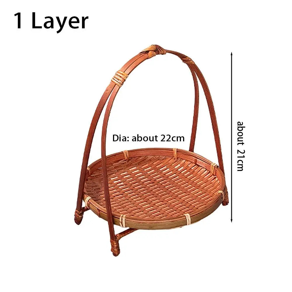 panier tressé étagère multiplateaux présentoir fruits cuisine rustique marron clair chambre salon