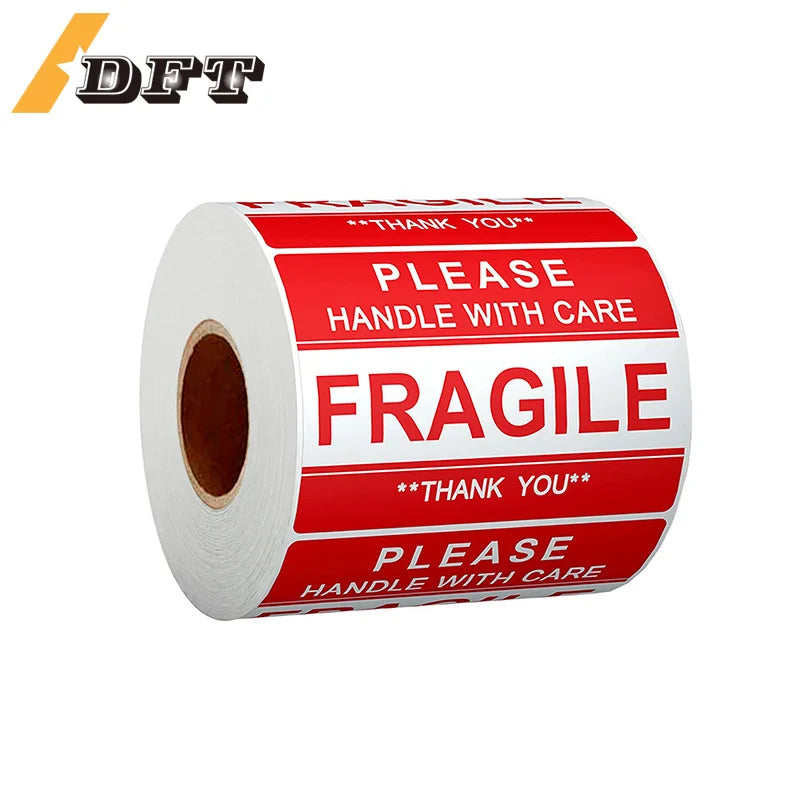 étiquettes fragile rouge blanche handle with care thank you classique opaques diverses tailles inclusées