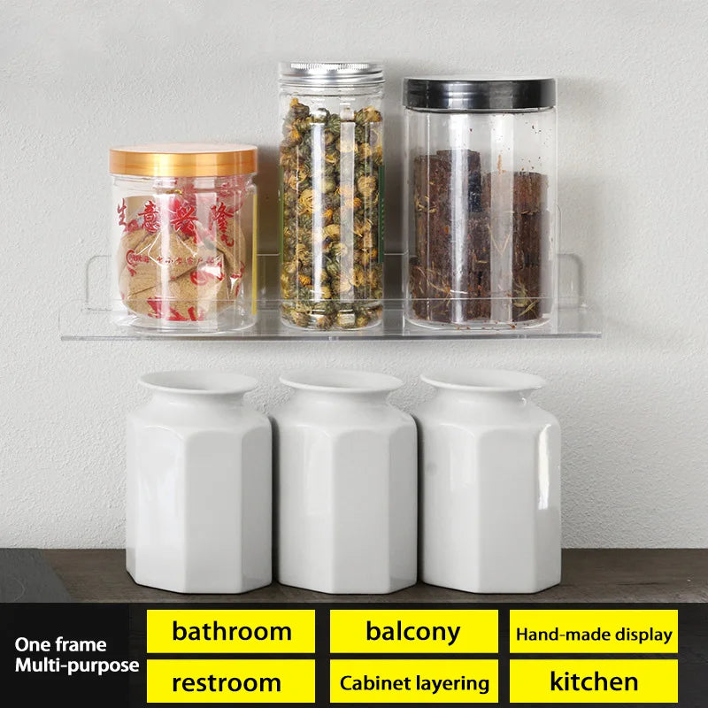étagère murale acrylique transparente autocollante salle bain cuisine rangement moderne amovible
