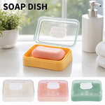 support savon transparent moderne couleurs vert beige rose jaune salle bain egouttoir couvercle rabattable