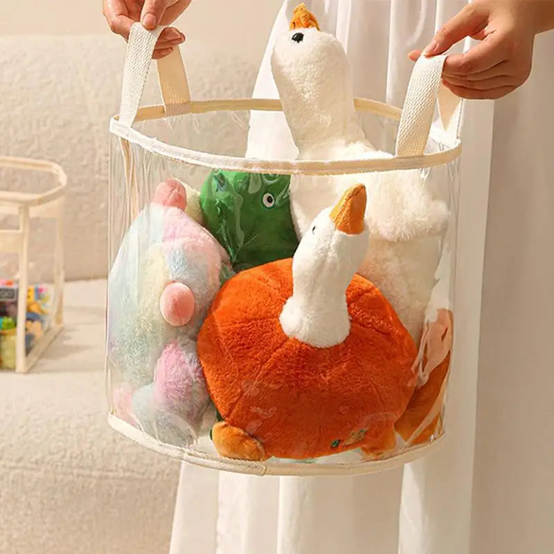sac rangement transparent moderne beige poignées multifonctionnel grande capacité plastique imperméable