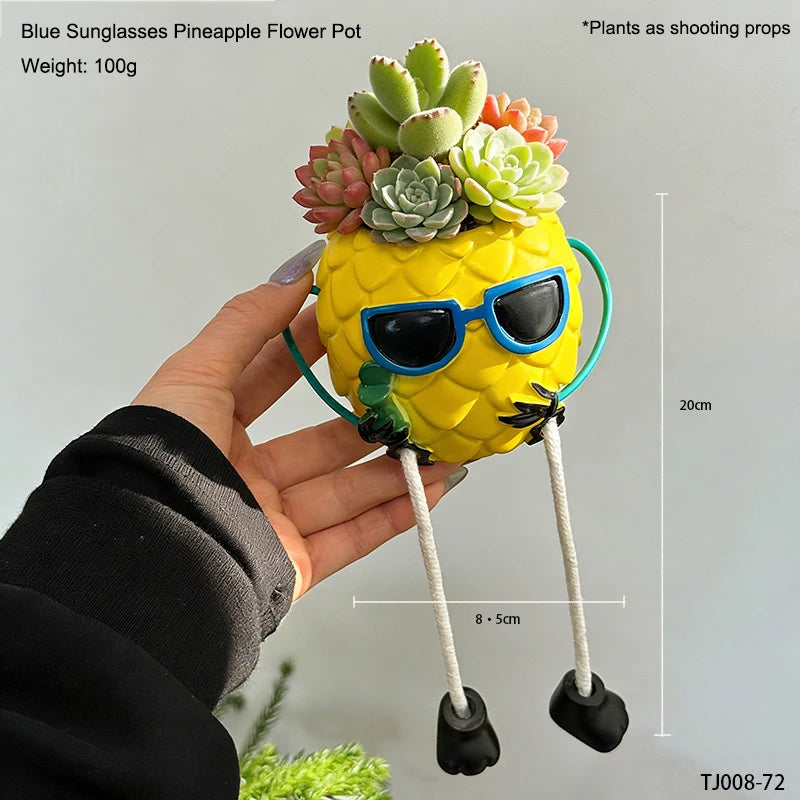 pots fleurs ananas forme ludique décoration maison plantes vertes motifs feuilles cœurs textures tropicalessuspendus