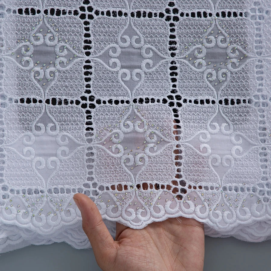 dentelle blanche africaine haute qualité motifs géométriques floraux tissu classique occasionnelle