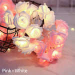 guirlande lumineuse roses décoratives blanc rose rouge adhésive éclairée USB batterie festive
