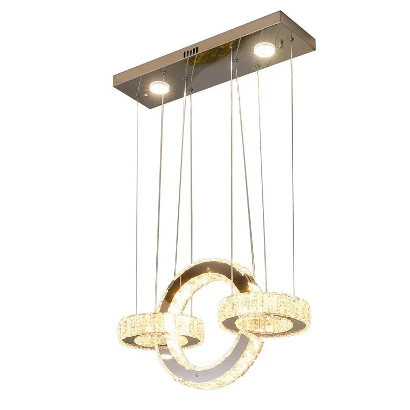 suspension lumineuse moderne transparente strassée télécommande éclairage led 90 260v 15 30m²