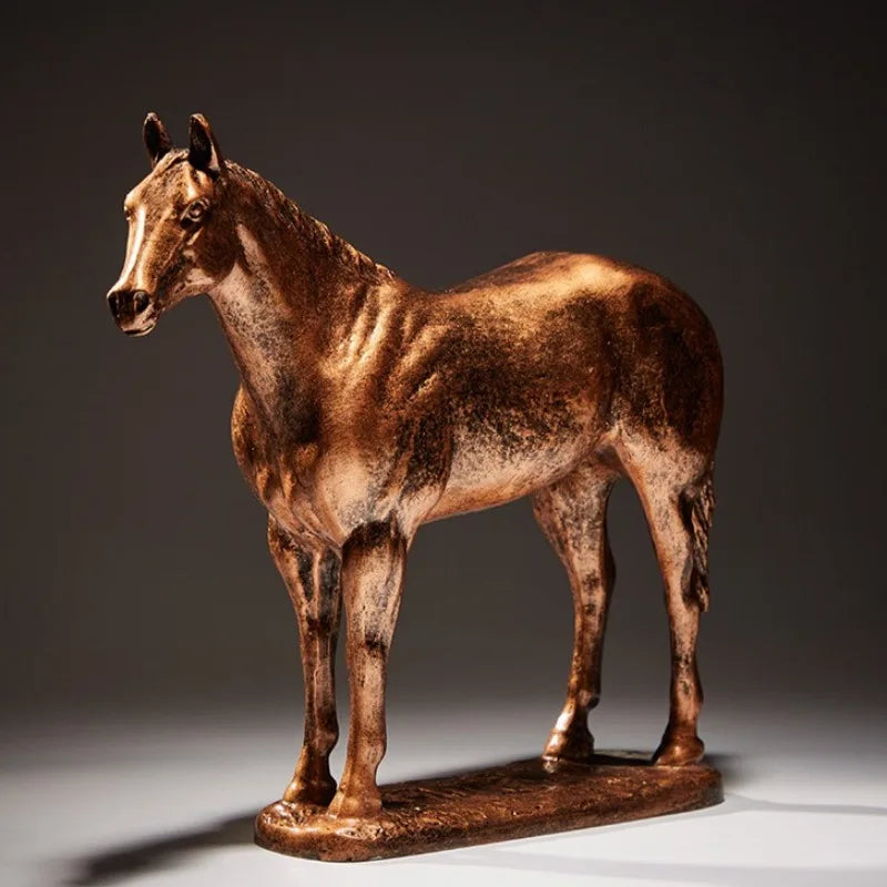 décoration maison statuette cheval résine marron cuivré transparent moderne sculptural 26cm longueur réalisteintérieur chambre