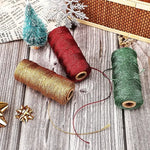 fil coton glitter vert rouge doré argenté décoratif boîte rangement satin