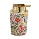 distributeur savon liquide mousse floral vintage blanc rouge vert or