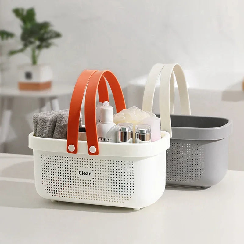 paniers rangement perforés blanc gris moderne minimaliste poignées amovibles produits toilette