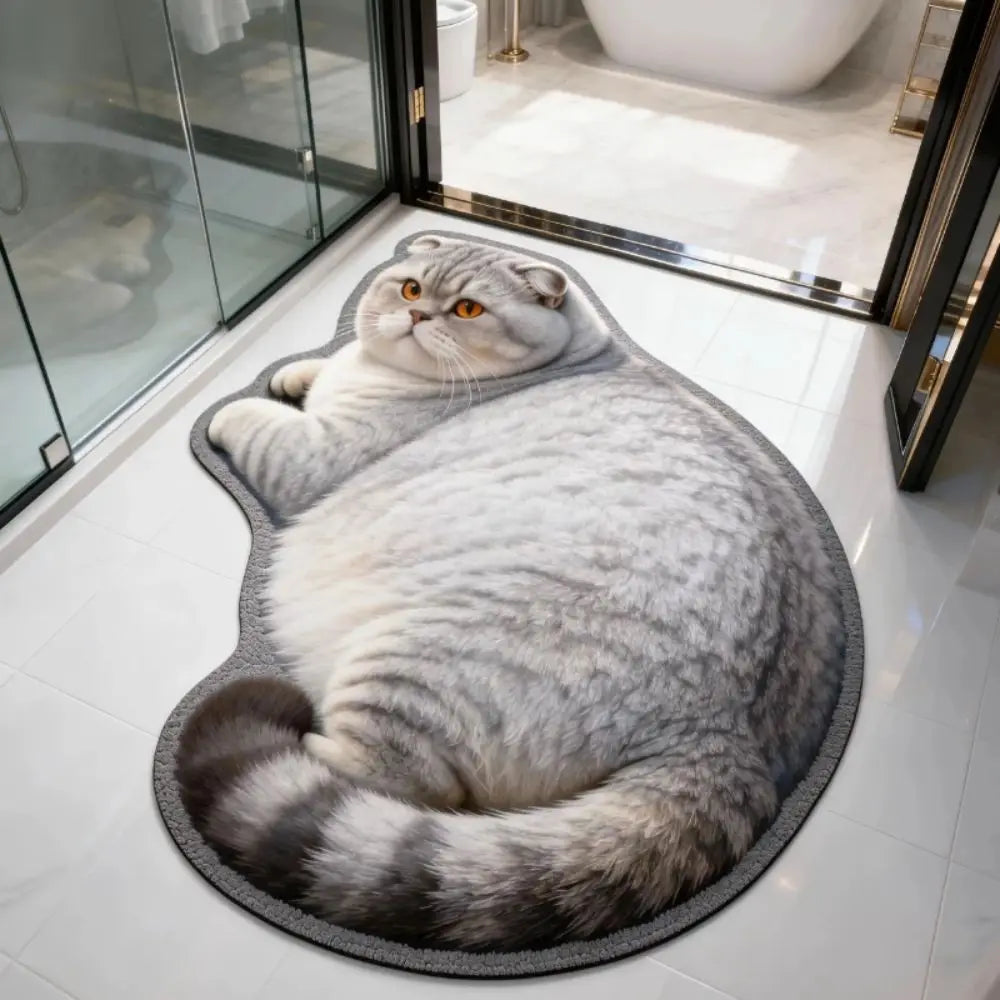 tapis chat motif gris beige orange noir absorbant rapide doux antidérapant polyester maison