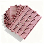 boîte bijoux velours rose moderne colliers boucles d'oreilles bracelets bagues clips exposant assiette trousseau