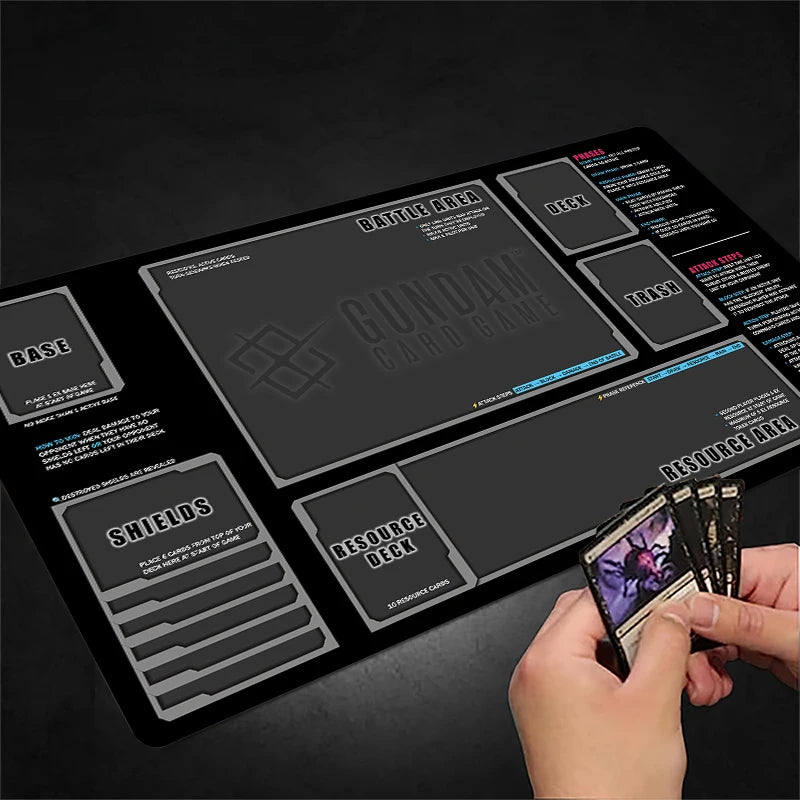 tapis jeu cartes noir antidérapant grande surface grille zones jeu collection jeux cartes