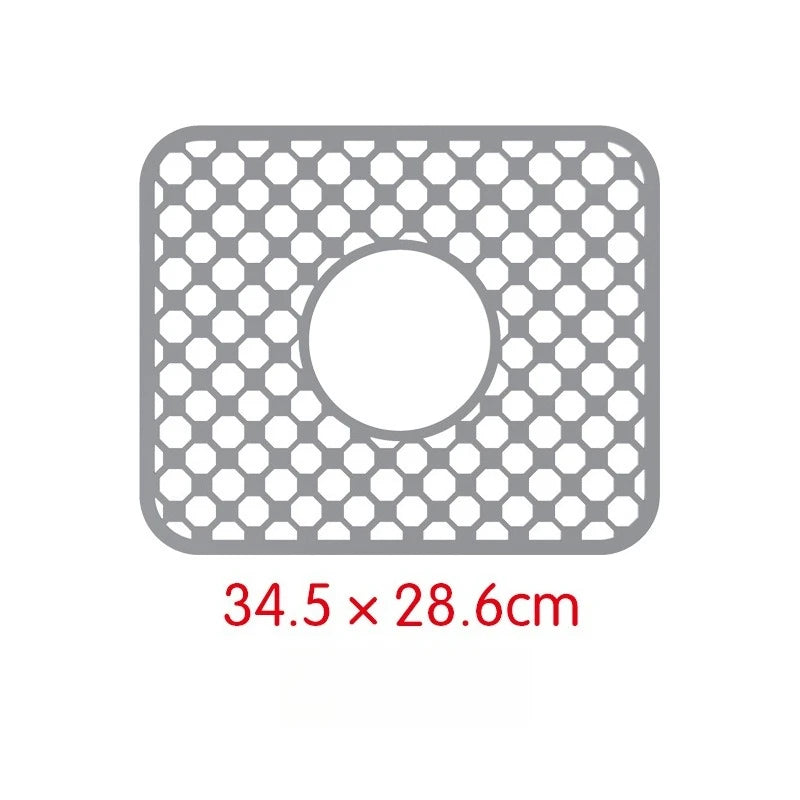 tapis lavabo silicone perforé gris moderne antidérapant drainage vaisselle 34.5x28.6cm