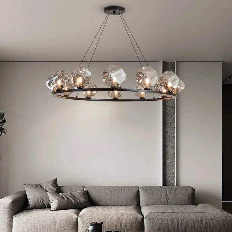 suspension lumineuse moderne scandinave ampoules led noir transparent