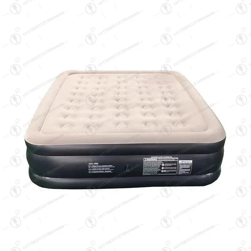 matelas gonflable air moderne camping famille extérieur pliant beige bordure noire alvéolée