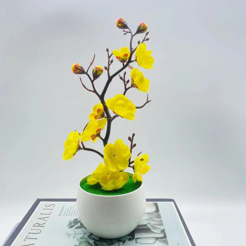 plantes artificielles fleurs vertes pot blanc intérieur décoration moderne anniversaire baby shower