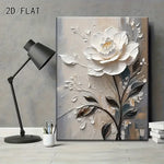 toile d'art moderne fleurs blanches peinture abstraite murale sans cadre blanc gris beige
