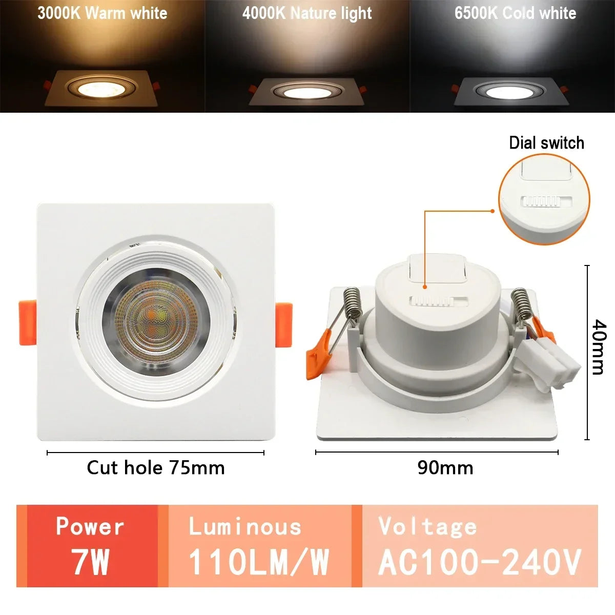 Spot LED blanc moderne 10W 14W 17W 20W 24W 6W câble adaptateur