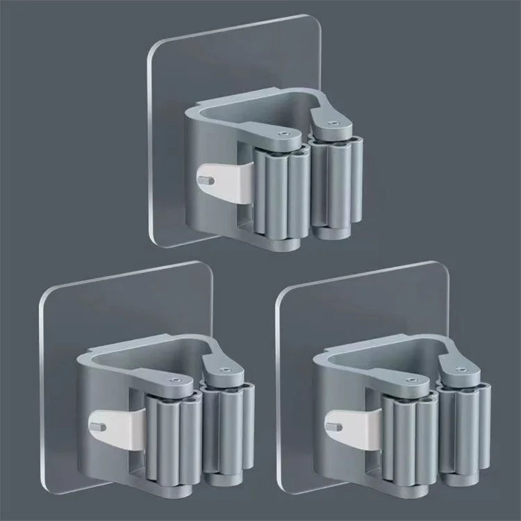 support mural porte balai adhésif blanc gris respectueux environnement fixe outils nettoyage derrière porte