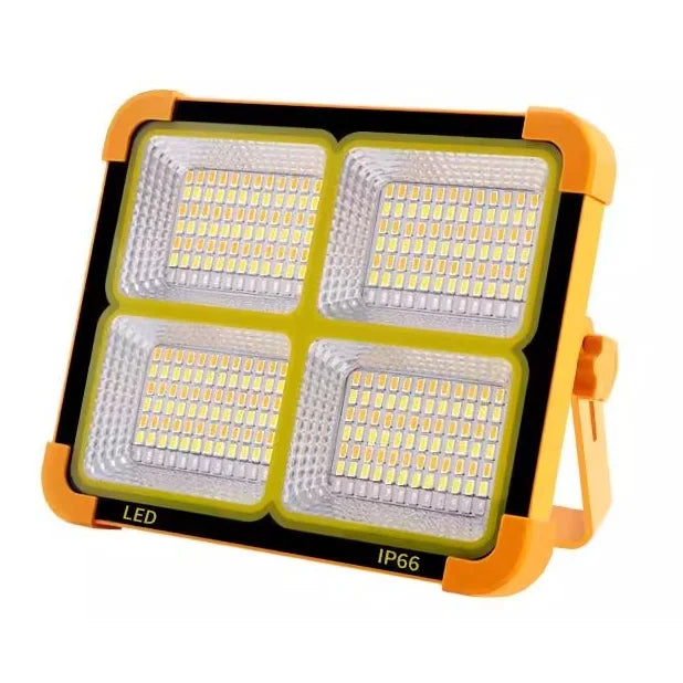 lampe solaire portable orange moderne étanche ip66 poignée articulée panneau solaire usb