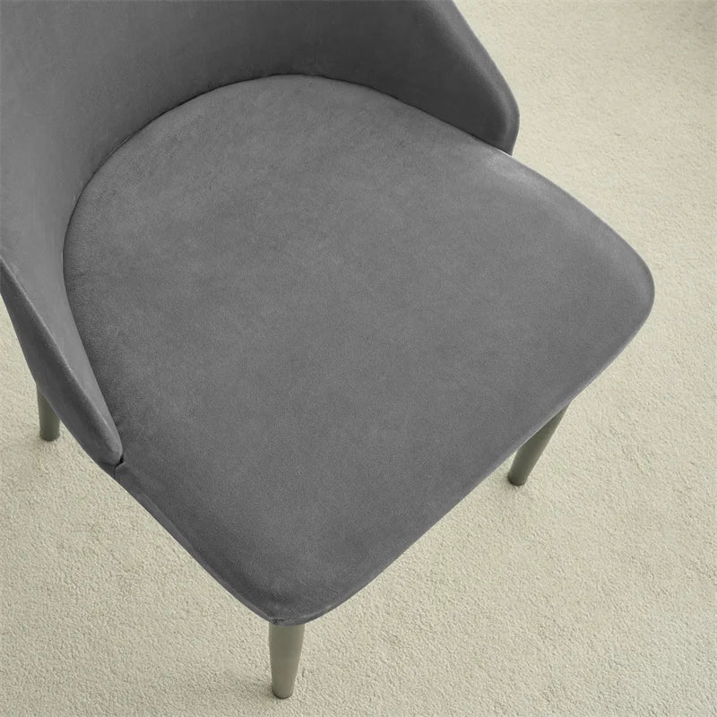 housse chaise velours gris moderne anti poussière couvrante restaurant mariage