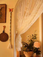 rideau blanc broderie florale translucide ruban décoratif classique tout saison maison decoration