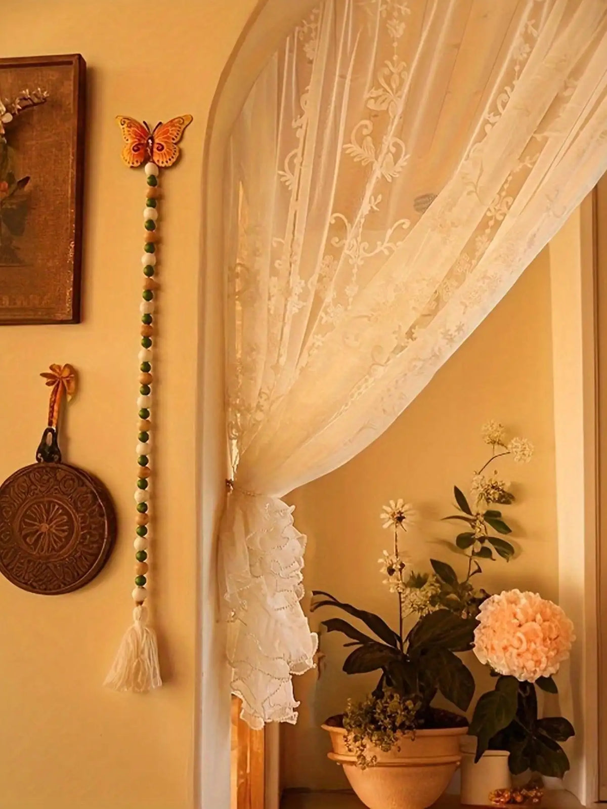 rideau blanc broderie florale translucide ruban décoratif classique tout saison maison decoration