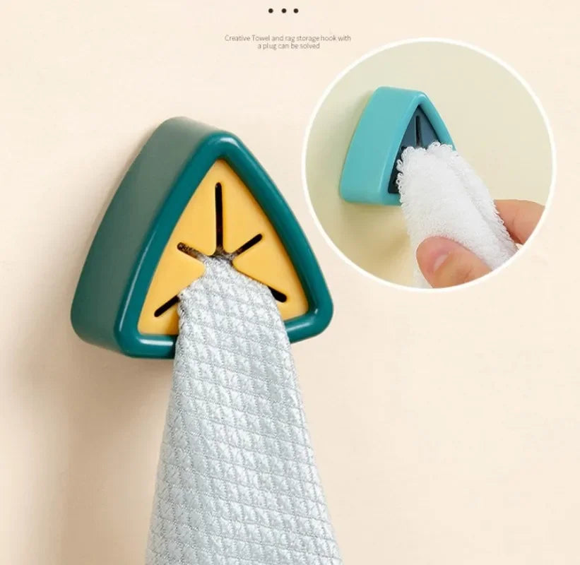 porte serviettes adhésif moderne vert rose blanc triangle central chambre bain cuisine rangement linge