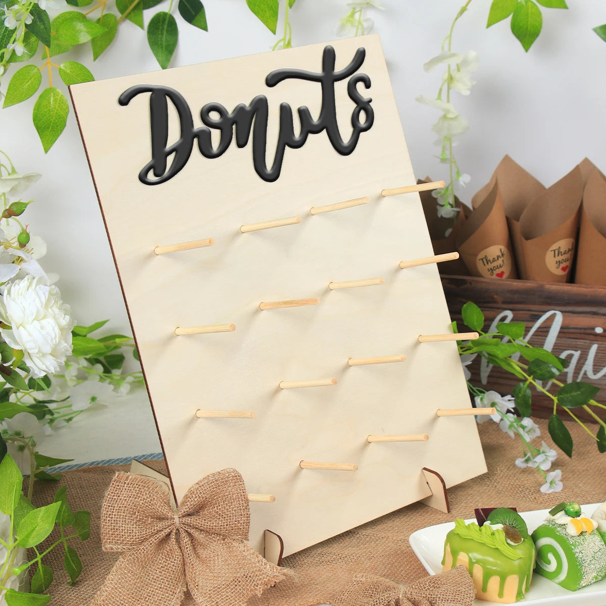 décoration murale bois donuts colorés moderne mariage baptême anniversaire enfants festive