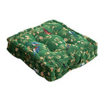coussin siège carré coton imprimé floral oiseaux rouge vert marron traditionnel