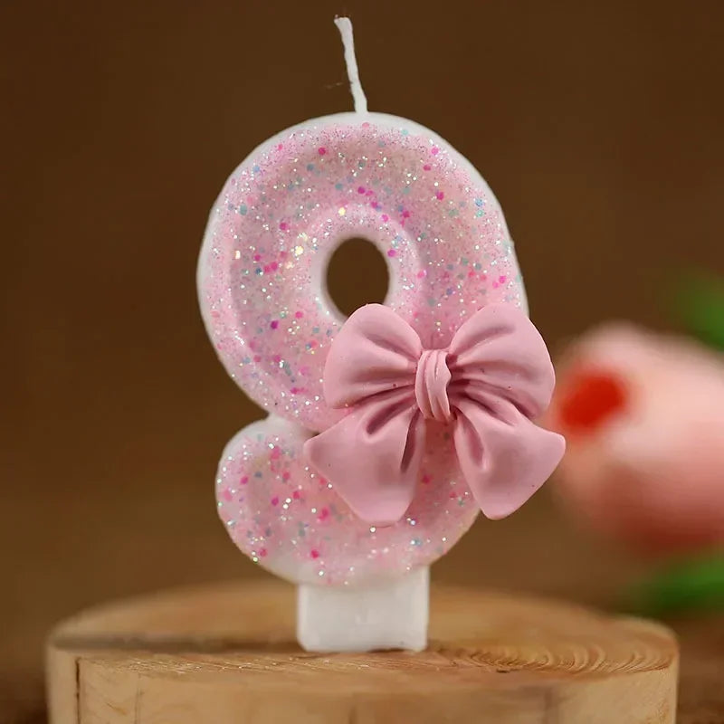 décoration anniversaire fille bougie chiffre rose pailletée brillante festive numérotée