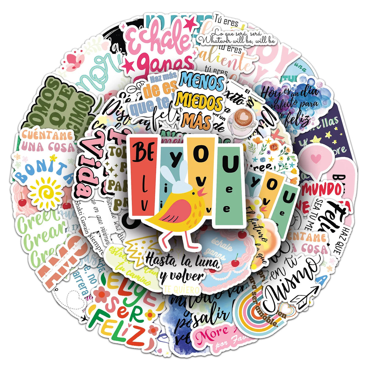 autocollants graphiques espagnols divers motifs couleurs adhésifs decoration diy moderne positif enfants 14ans plus