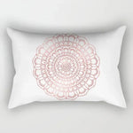 taie d'oreiller rectangulaire rose blanc doré motif géométrique moderne lit chambre décoration maison