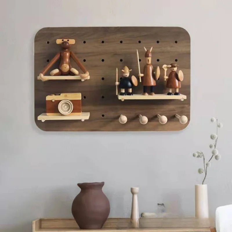 panneau mural multifonctionnel bois naturel clair étagères rangement moderne minimaliste vis fixations