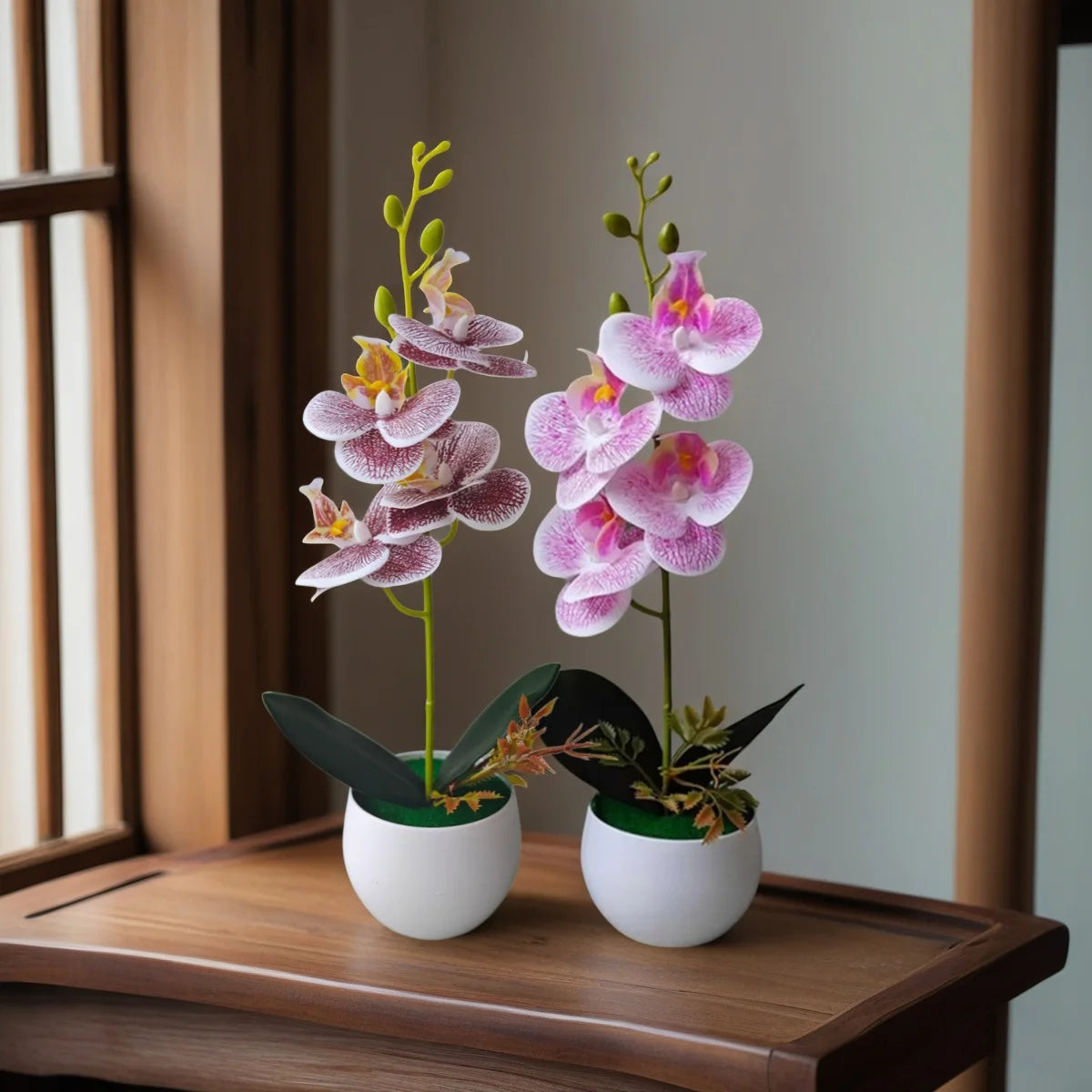 Décoration intérieure orchidée artificielle pot blanc violette bleue blanche minimaliste moderne