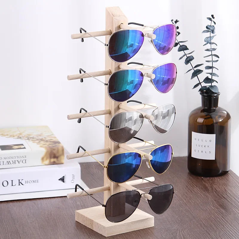 présentoir bois rangement lunettes soleil violet gris noir classique respectueux environnement