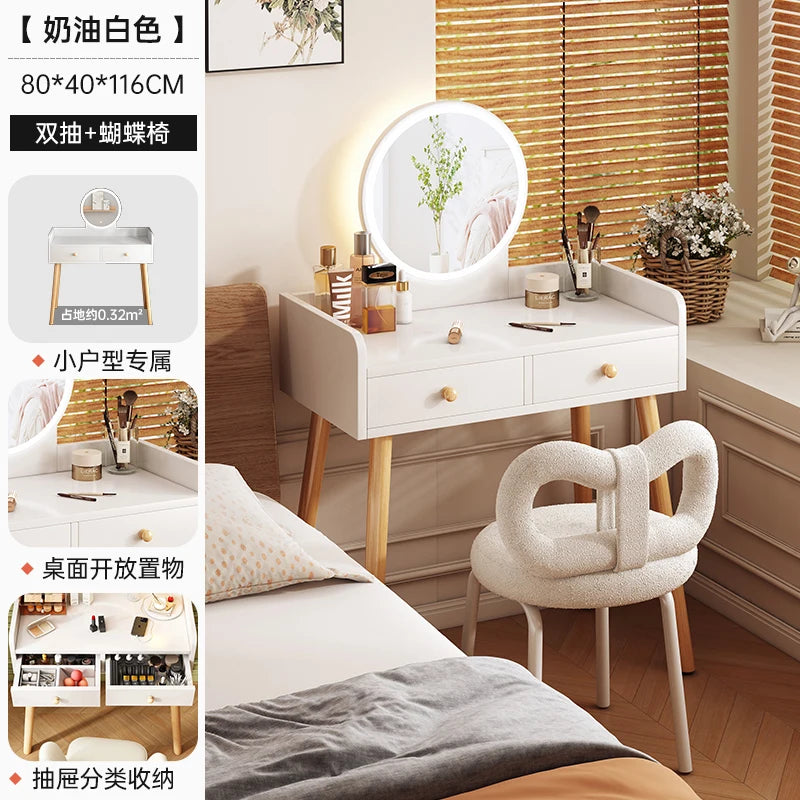 maquillage blanc moderne tiroirs chaise miroir lampe cosmétiques