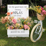 Cadre floral KT saphir profond pour baby shower