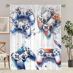 rideau moderne blanc manettes jeu opacité 100% polyester panneaux intégrée graphique chambre salon