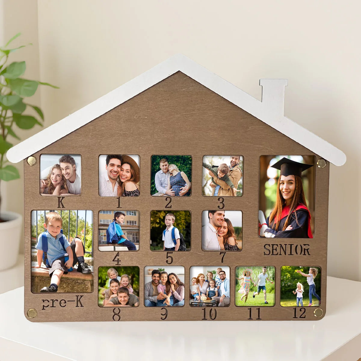 cadre photo maison bois rustique ouvertures numérotées pré senior écolier années scolaires