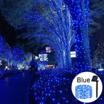 guirlande lumineuse solaire 300 led bleu doré led moderne clipsétales