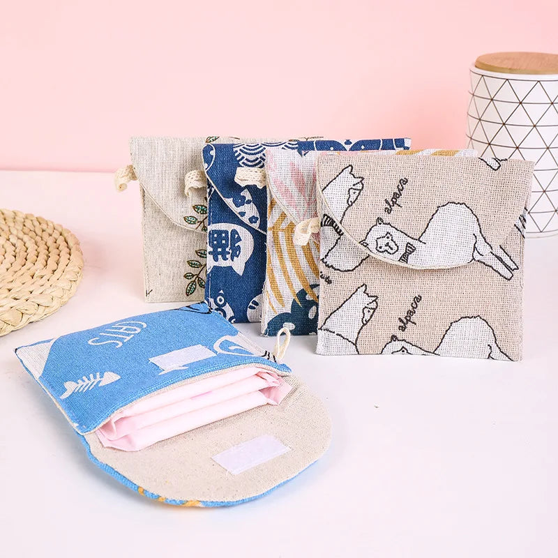pochettes rangement réutilisables animaux géométriques couleurs variées moderne salle bain respectueux environnement pliables