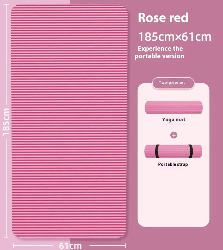 tapis yoga rose noir contemporain 90cm largeur 20mm épais lignes horizontales relief minimaliste