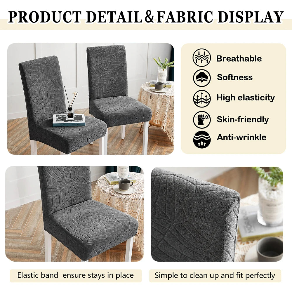 housse chaise gris feuilles moderne élastique polyester extensible mariage banquetôtel salle manger